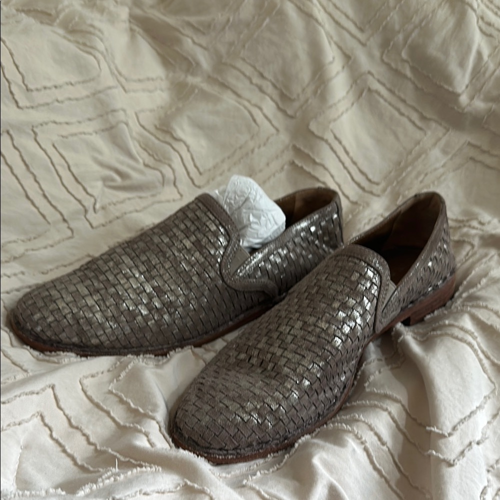 Woven Leather Loafers - Gray